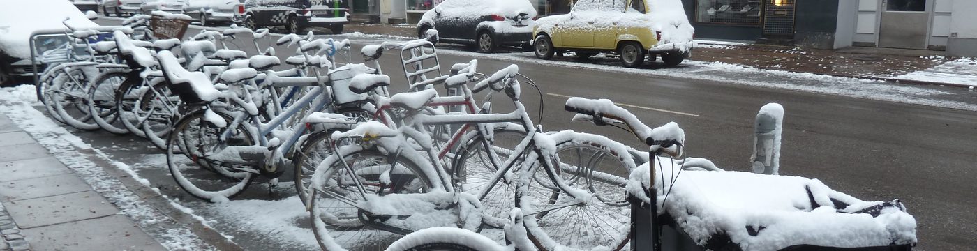 Cykler i sne på Nordre Frihavnsgade